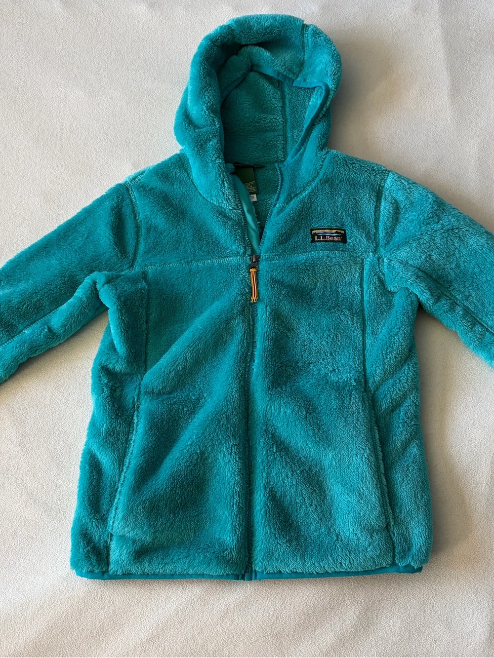 L.L. Bean Teal Plush Hooded Fleece Jacket for Kids M 10-12